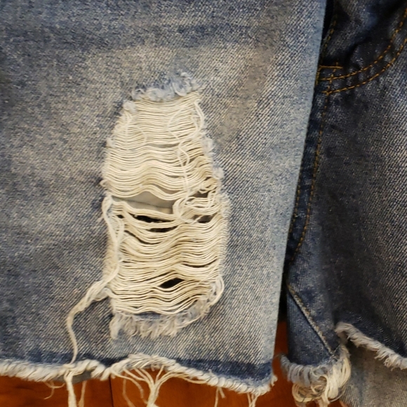 Mid Rise Frayed Hem Denim Booty Shorts SZ 4i - Picture 4 of 14